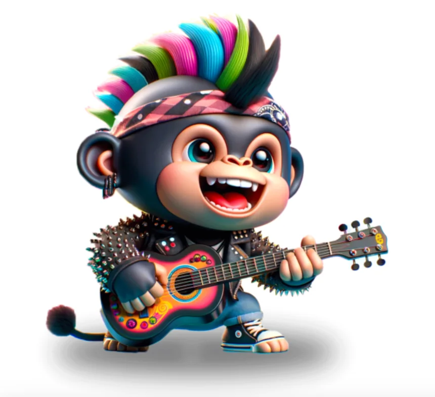 Mascotte Jungle Music Factory con chitarra