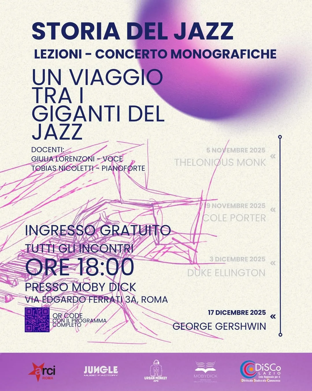 Locandina della lezione-concerto su George Gershwin del 17 dicembre 2025