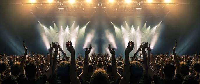 Pubblico e luci durante un concerto live